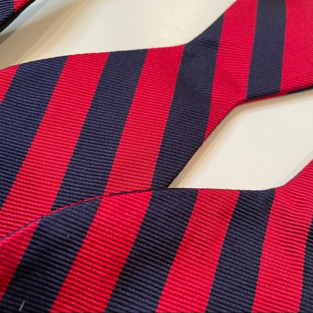 Lot of 2 Holiday Bowties - Pre-tied Red + Striped College Maroon & Navy Repp‎